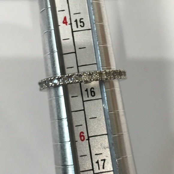 Signed SU Sterling Silver 925 Cubic Zirconia CZ Band Prong Eternity Set Ring 5 - Picture 4 of 10
